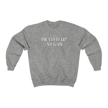 Load image into Gallery viewer, &quot;PRAYED UP VEGAN&quot; Crewneck  (White writing)
